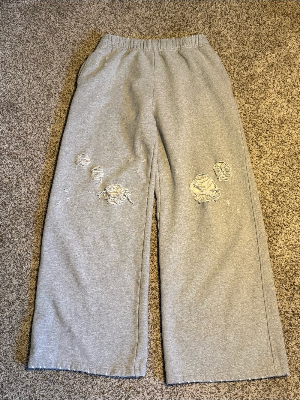 Good American Distressed Wide-Leg Sweatpants - Gray Size 2 (M)